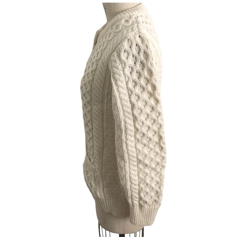Aran Crafts Merino Wool Irish Fisherman Sweater Cardigan Women Small Cable Knit - Picture 5 of 9